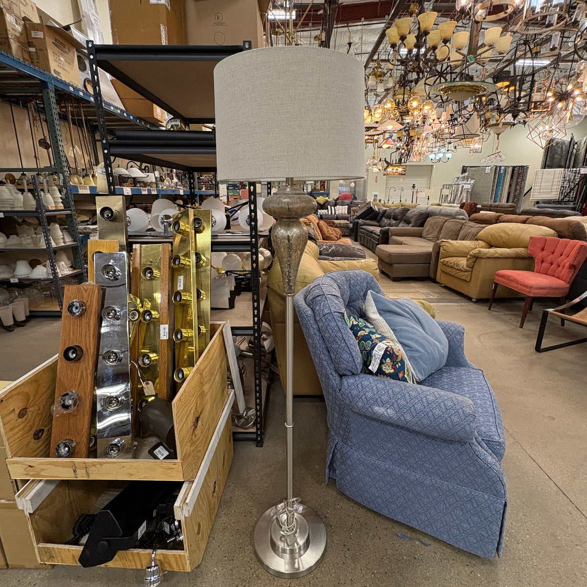 Mercury Glass Floor Lamp Gray