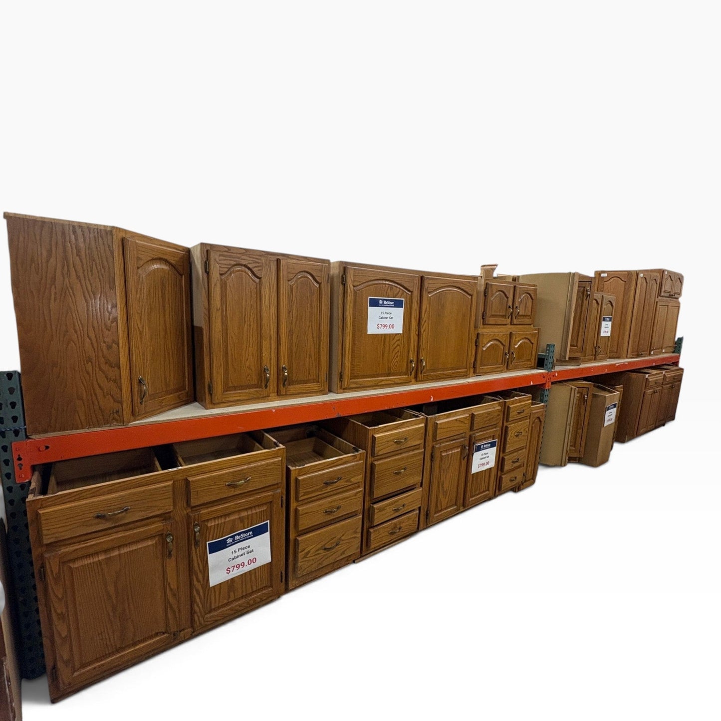 Oak 15-Piece Kitchen Cabinet Set FALSE