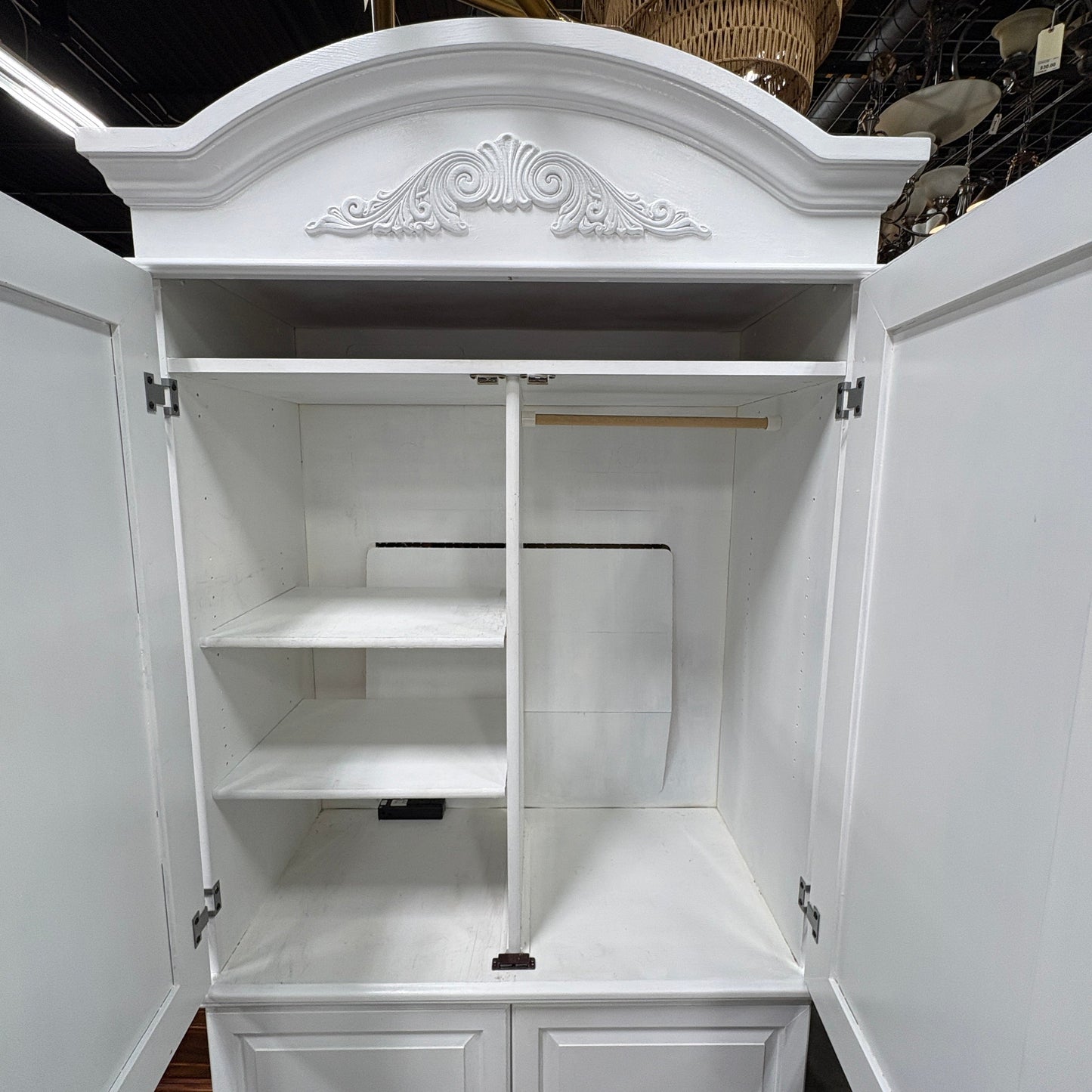 White Arched Armoire Cabinet - additional view