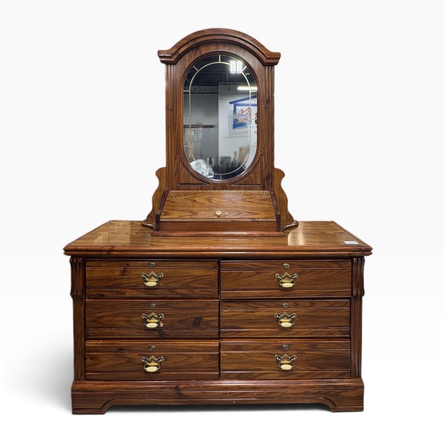 Oak Dresser w/ Oval Mirror