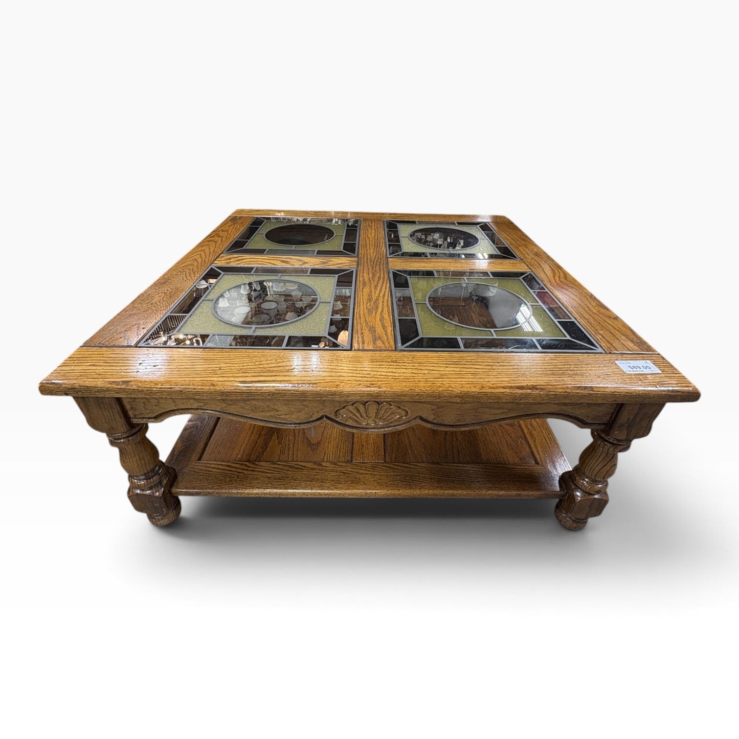 Oak Coffee Table Stained Glass