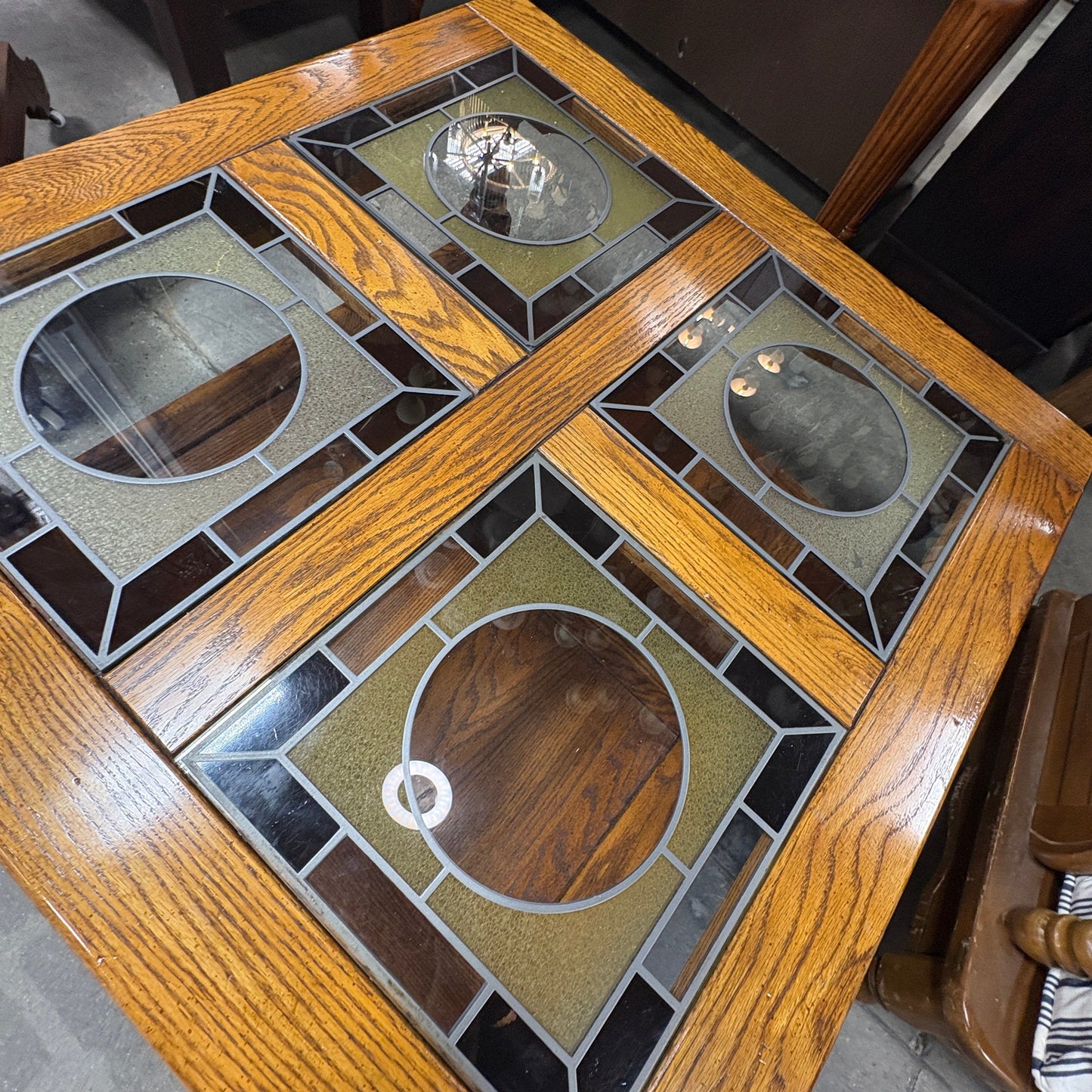 Oak Coffee Table Stained Glass - additional view