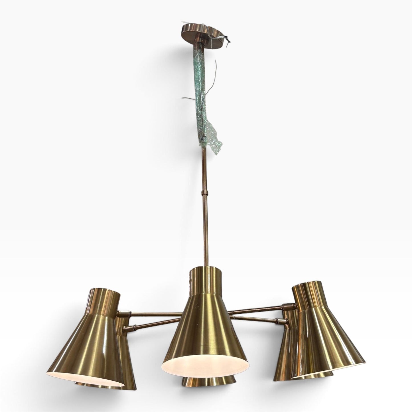 Brass 3-Cone Pendant Chandelier