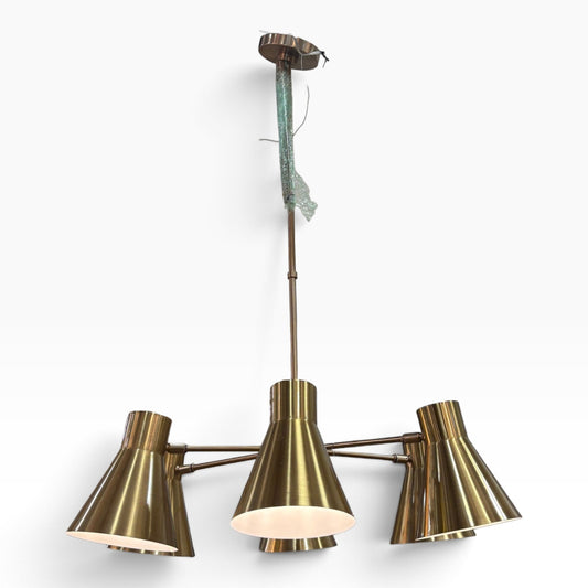 Brass 3-Cone Pendant Chandelier