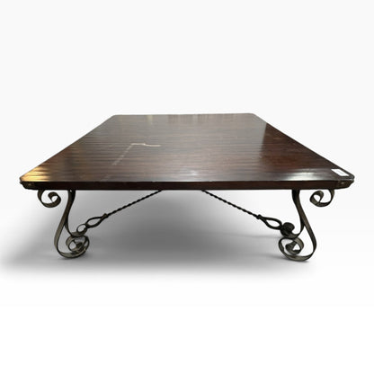 Iron Scroll Wood Coffee Table