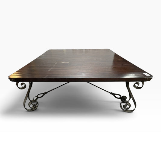 Iron Scroll Wood Coffee Table FALSE