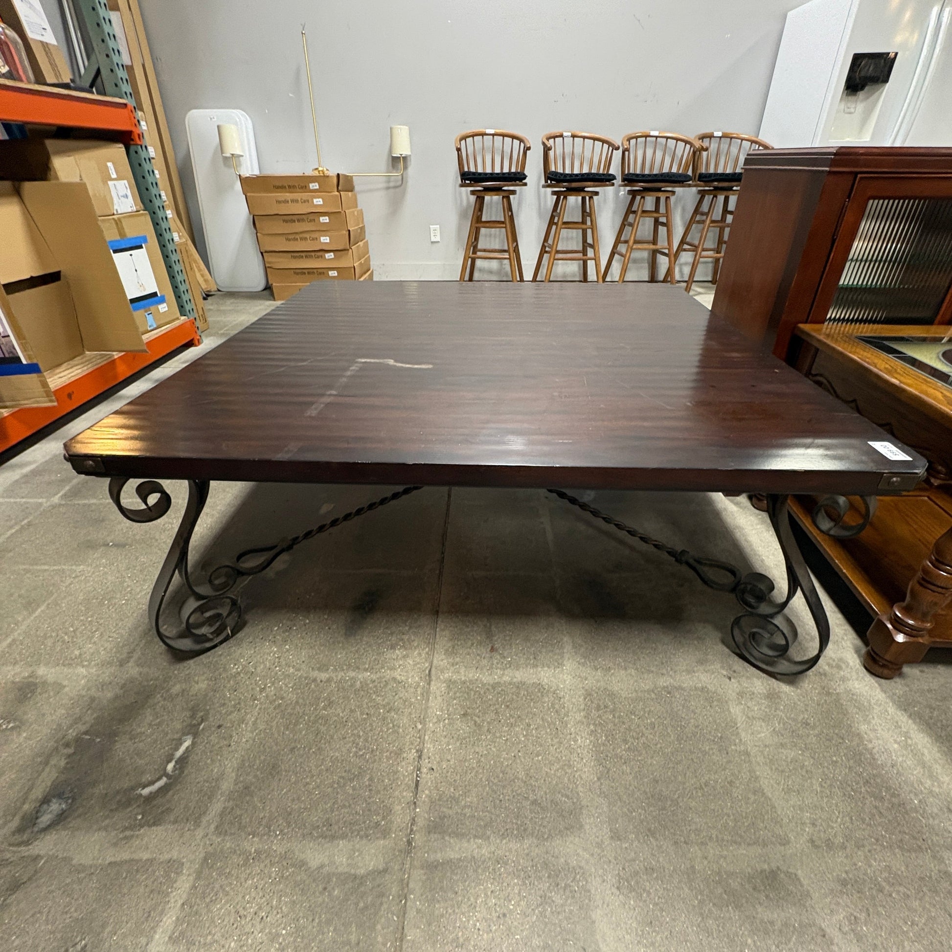Iron Scroll Wood Coffee Table - additional view