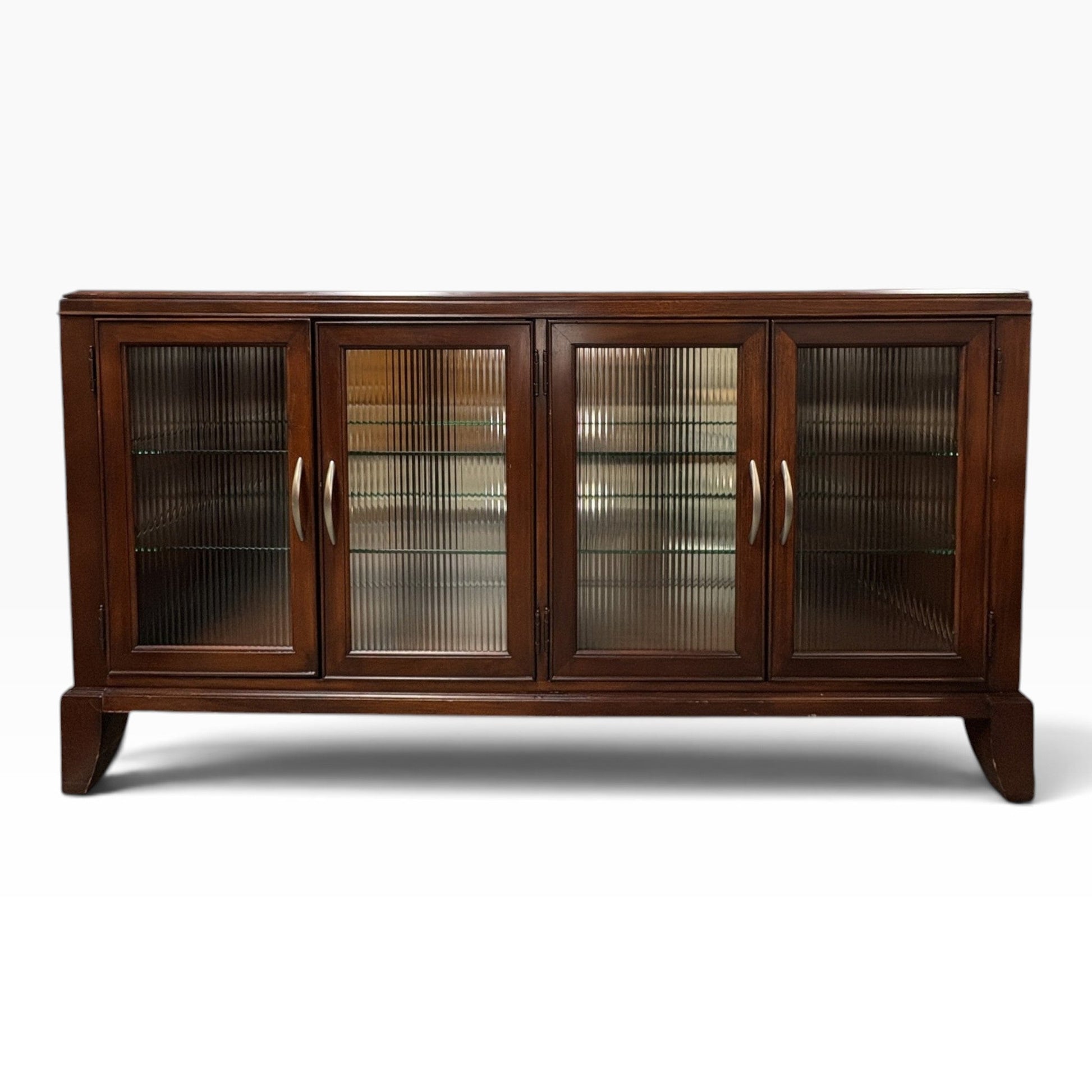 Cherry Lighted Glass Credenza