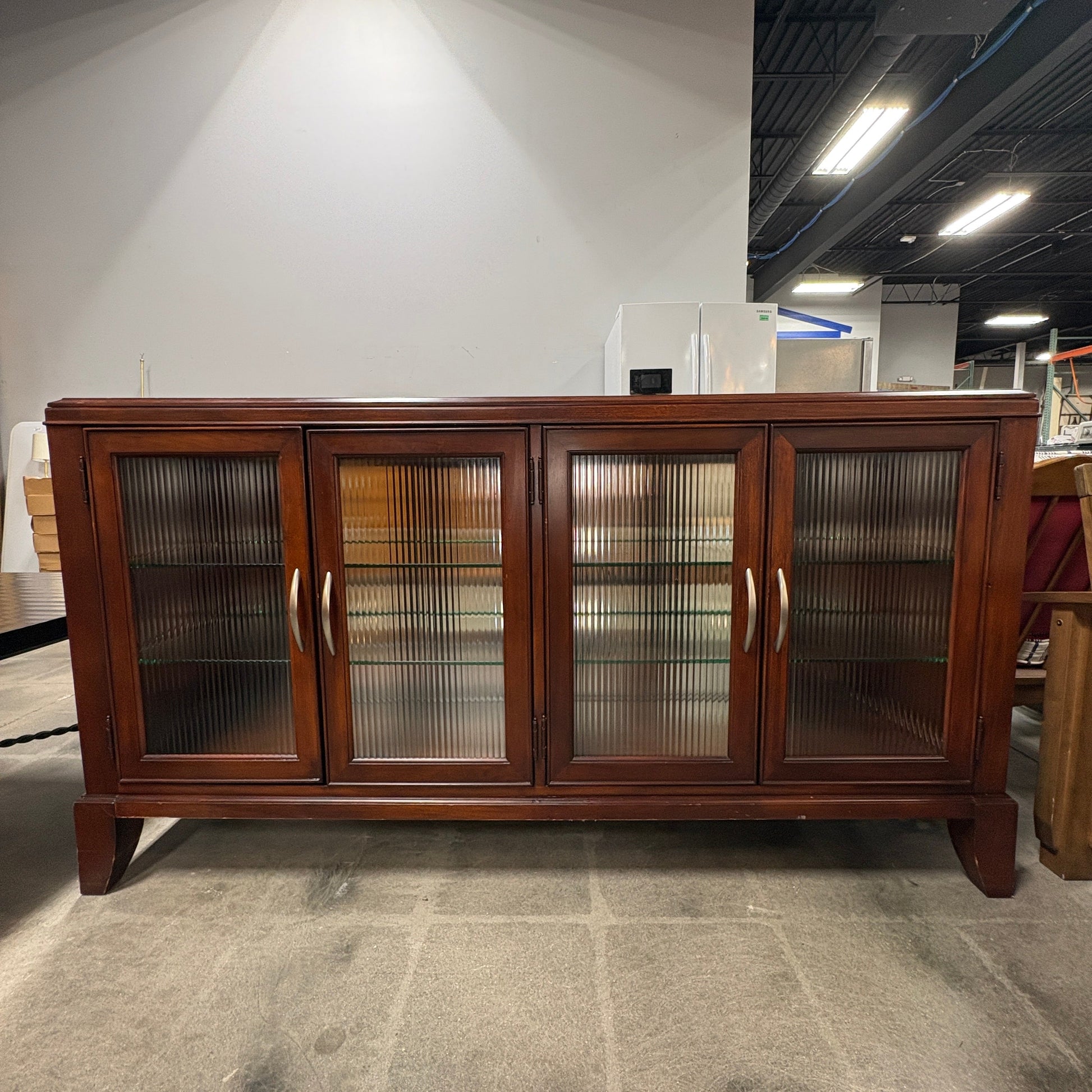 Cherry Lighted Glass Credenza - additional view