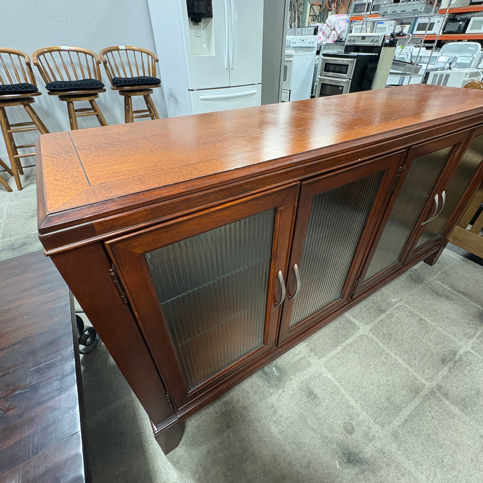 Cherry Lighted Glass Credenza - additional view