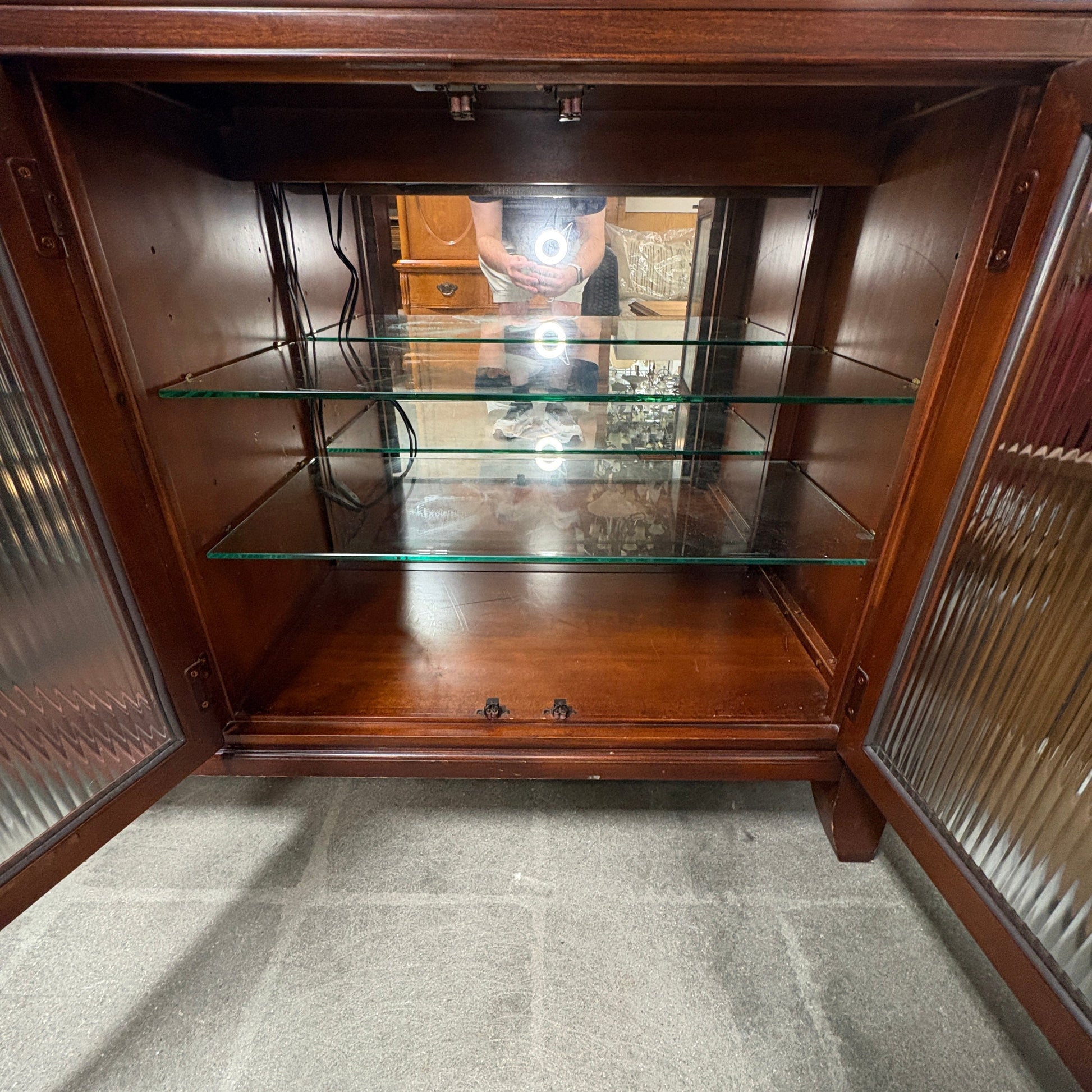 Cherry Lighted Glass Credenza - additional view