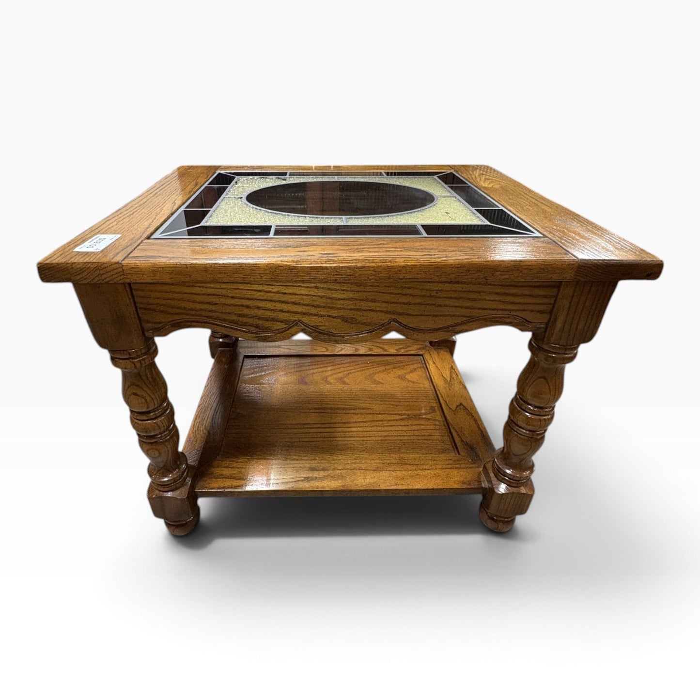 Oak End Table Stained Glass