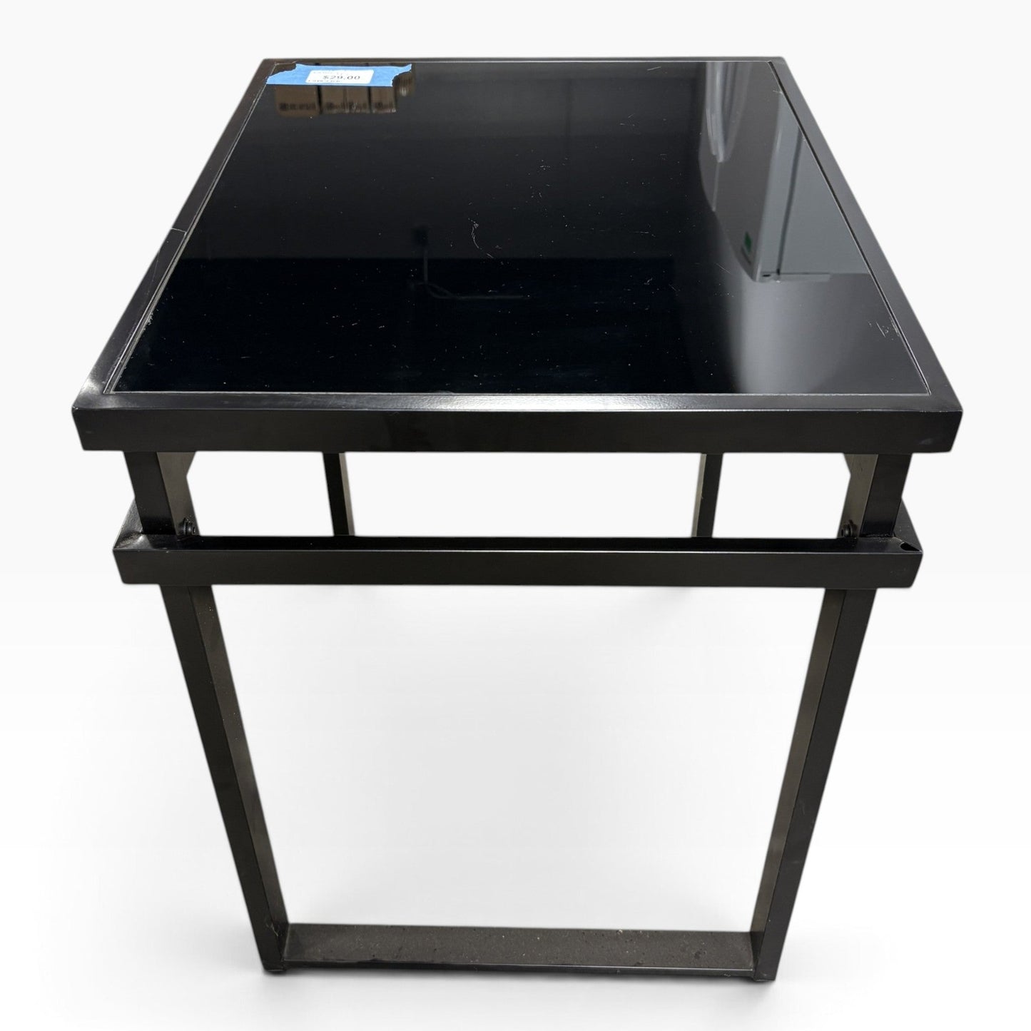Black Glass Top End Table