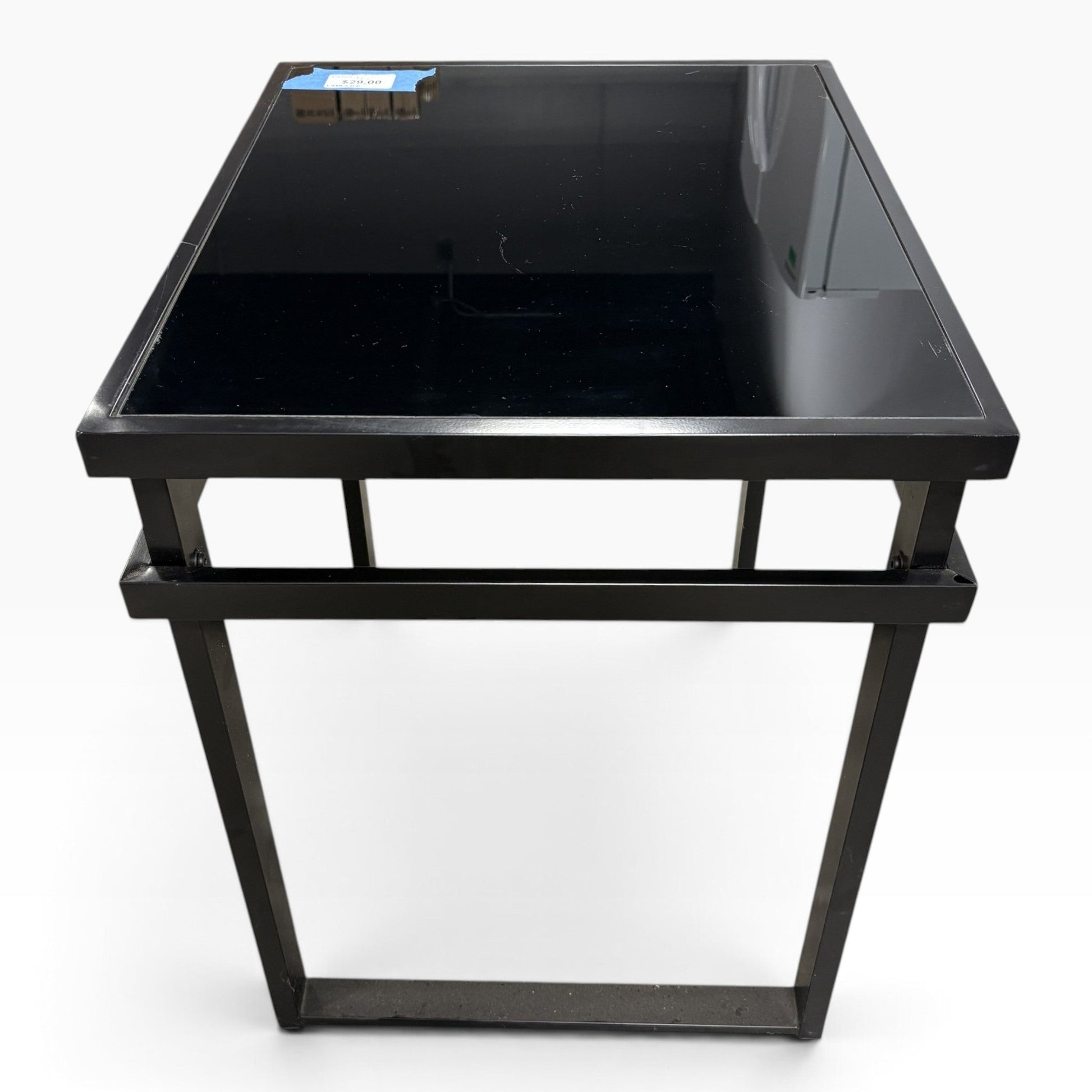 Black Glass Top End Table