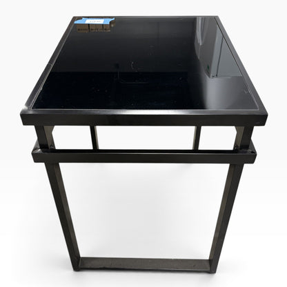 Black Glass Top End Table