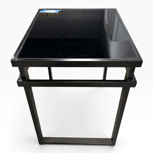 Black Glass Top End Table