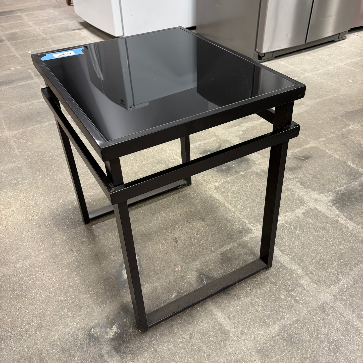 Black Glass Top End Table - additional view