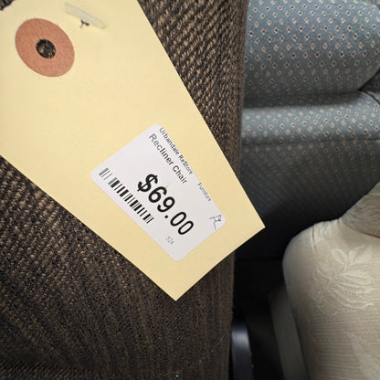 Brown Wood-Arm Push Recliner - additional view