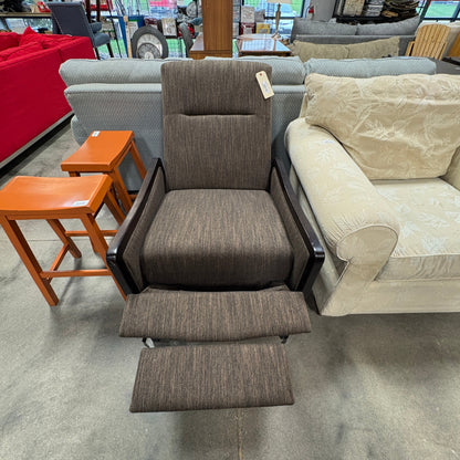 Brown Wood-Arm Push Recliner - additional view