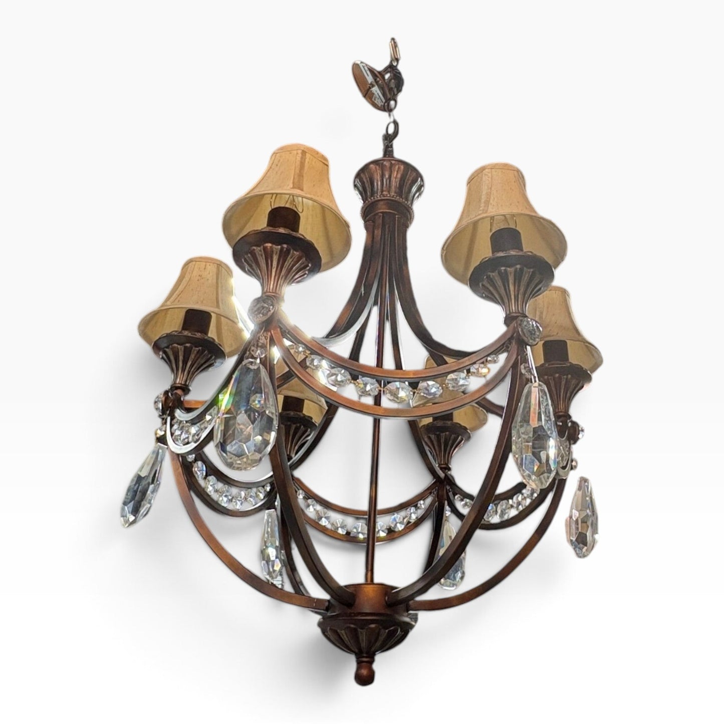 GDM Habitat for Humanity ReStore Bronze Crystal Chandelier