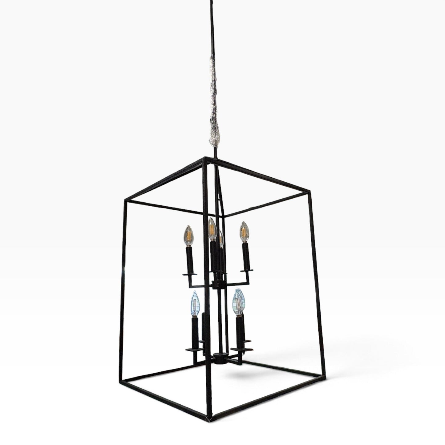 GDM Habitat for Humanity ReStore Black Cage Lantern Chandelier