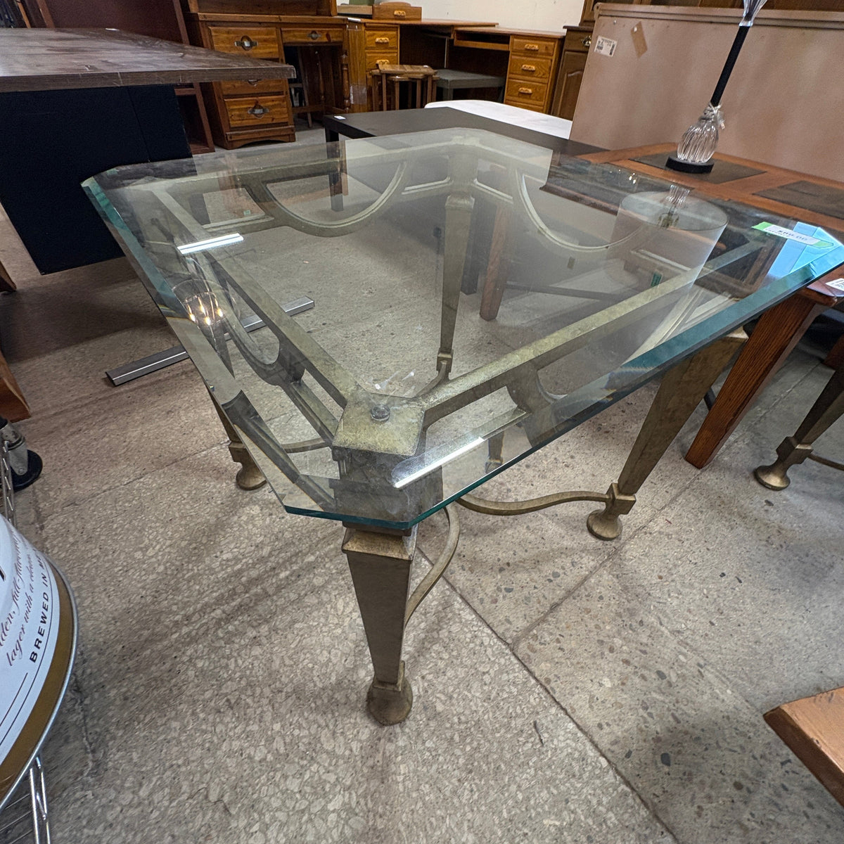 Gold Iron Glass End Table FALSE location-set