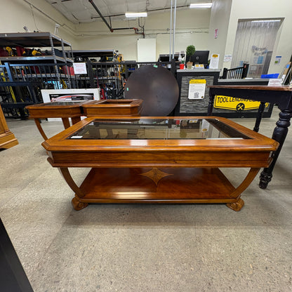 Cherry Glass-Top Coffee Table FALSE