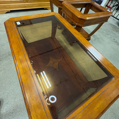 Cherry Glass-Top Coffee Table FALSE