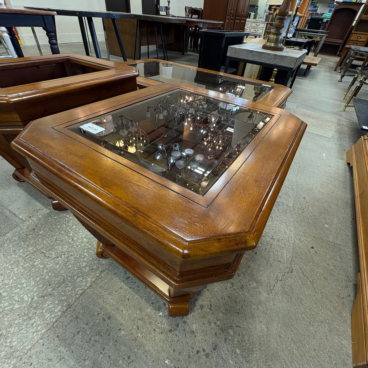 Cherry Glass-Top End Table FALSE