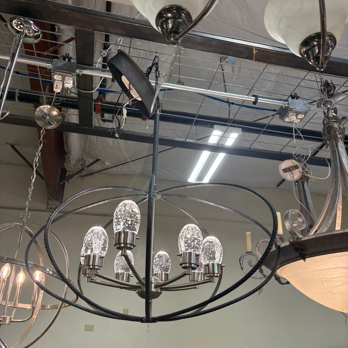 Black Rebar Orb Chandelier FALSE location-set