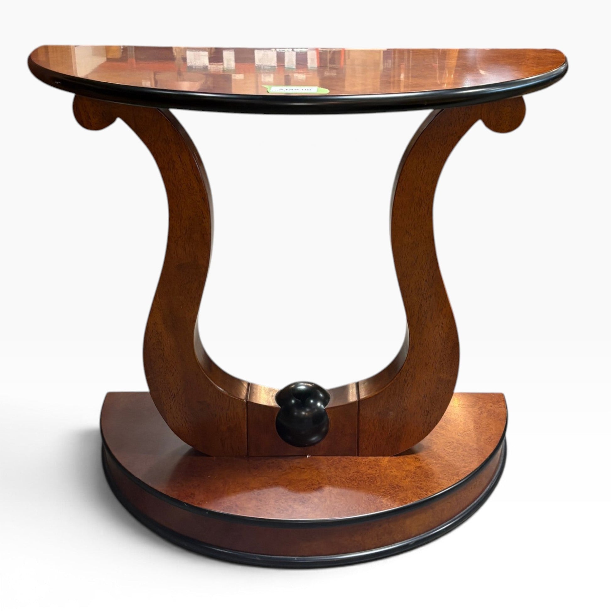 GDM Habitat for Humanity ReStore Burl Demilune Console Table