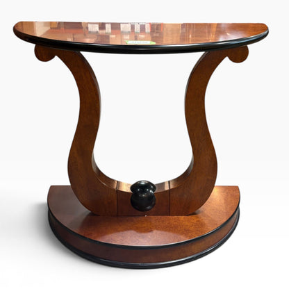 GDM Habitat for Humanity ReStore Burl Demilune Console Table