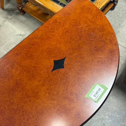 GDM Habitat for Humanity ReStore Burl Demilune Console Table
