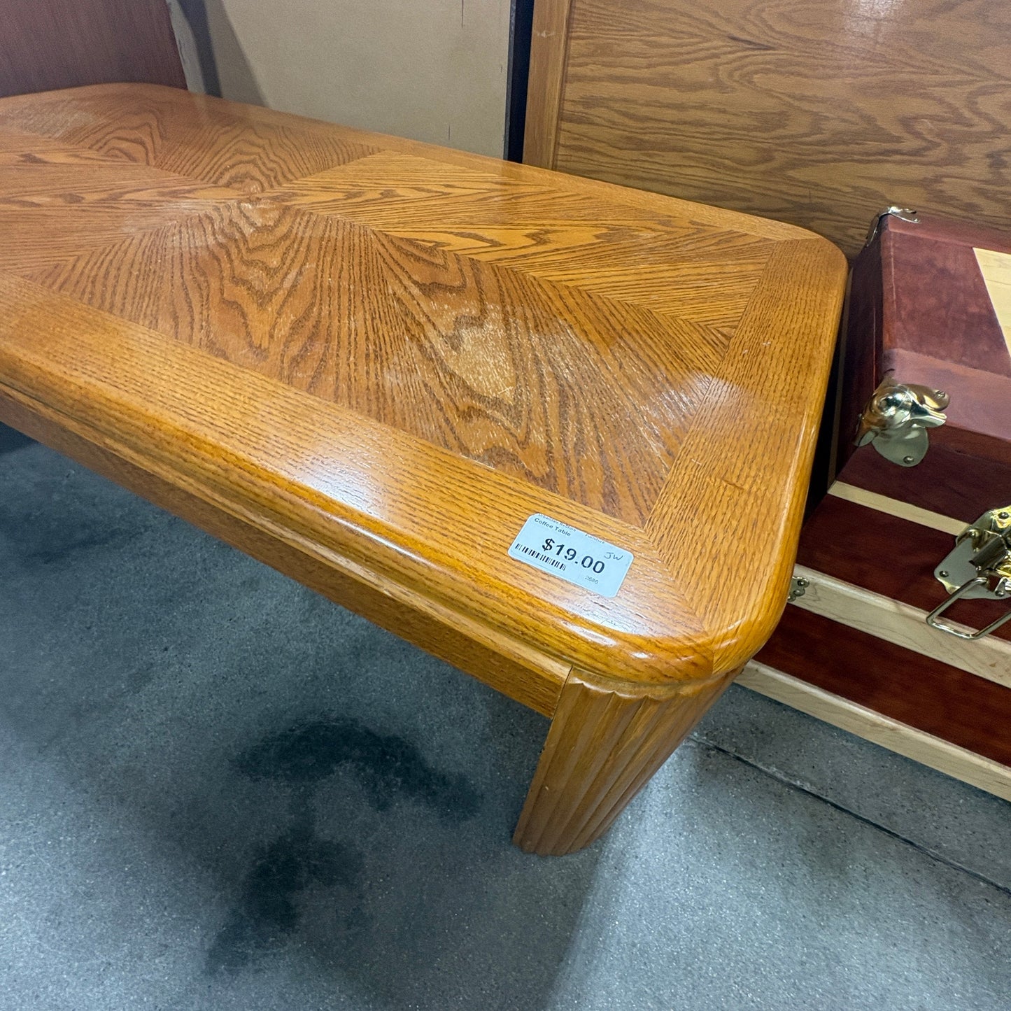 GDM Habitat for Humanity ReStore Oak Coffee Table with Brass
