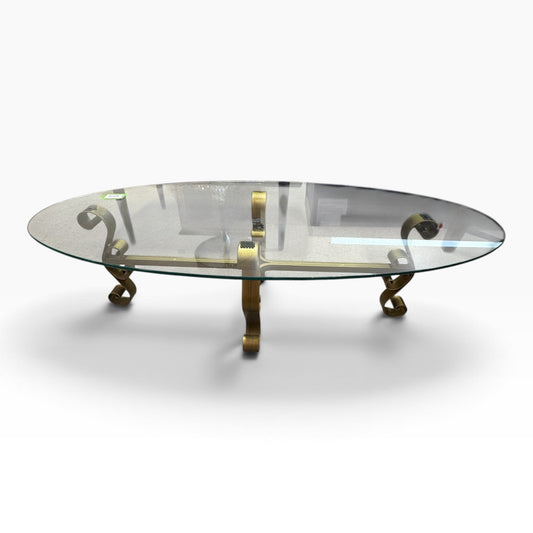 Oval Glass Brass Coffee Table