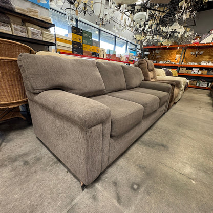 Taupe Chenille Herringbone Three-Cushion Sofa - detail 3