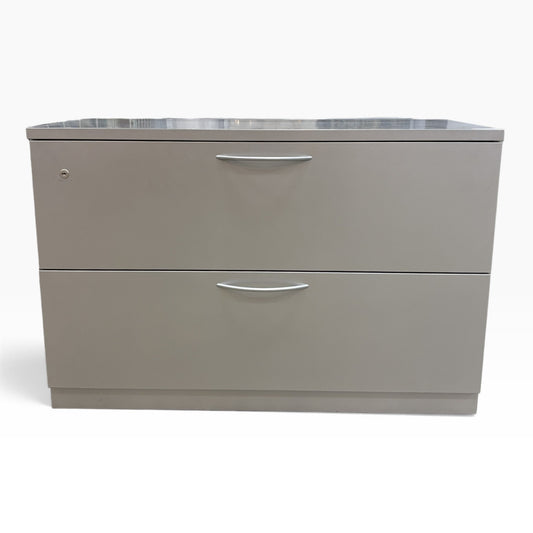 Steelcase two drawer lateral file cabinet in putty and gray