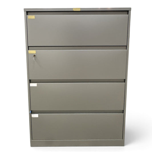 Steelcase four drawer lateral file cabinet in putty light gray
