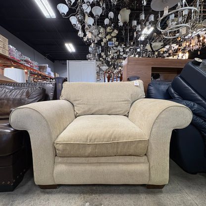 Beige Chenille Oversized Chair and Ottoman Set - detail 2