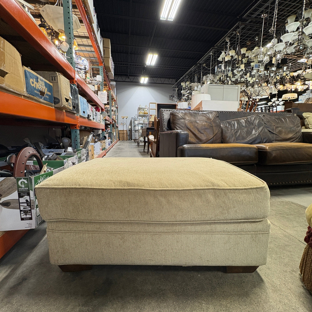 Beige Chair and Ottoman Set
