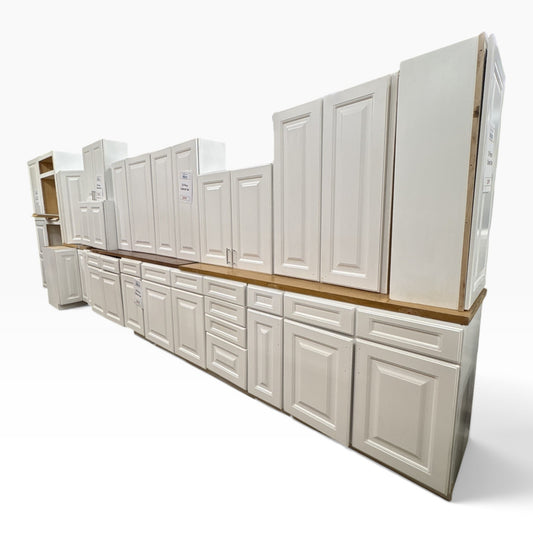20 piece white raised panel kitchen cabinet set, full run