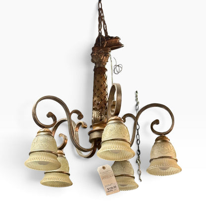 Minka-Lavery Six-Light Tuscan Chandelier, Amber Glass at the Urbandale Habitat ReStore
