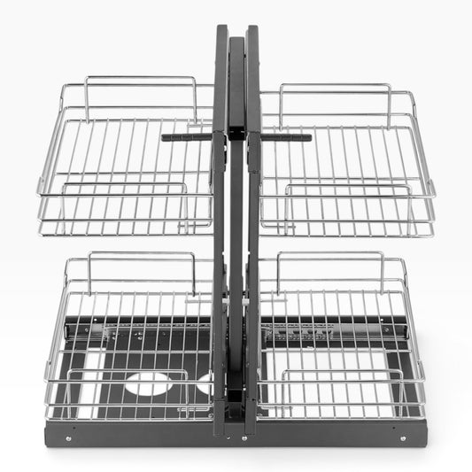 VEVOR two tier blind corner pull out chrome basket organizer