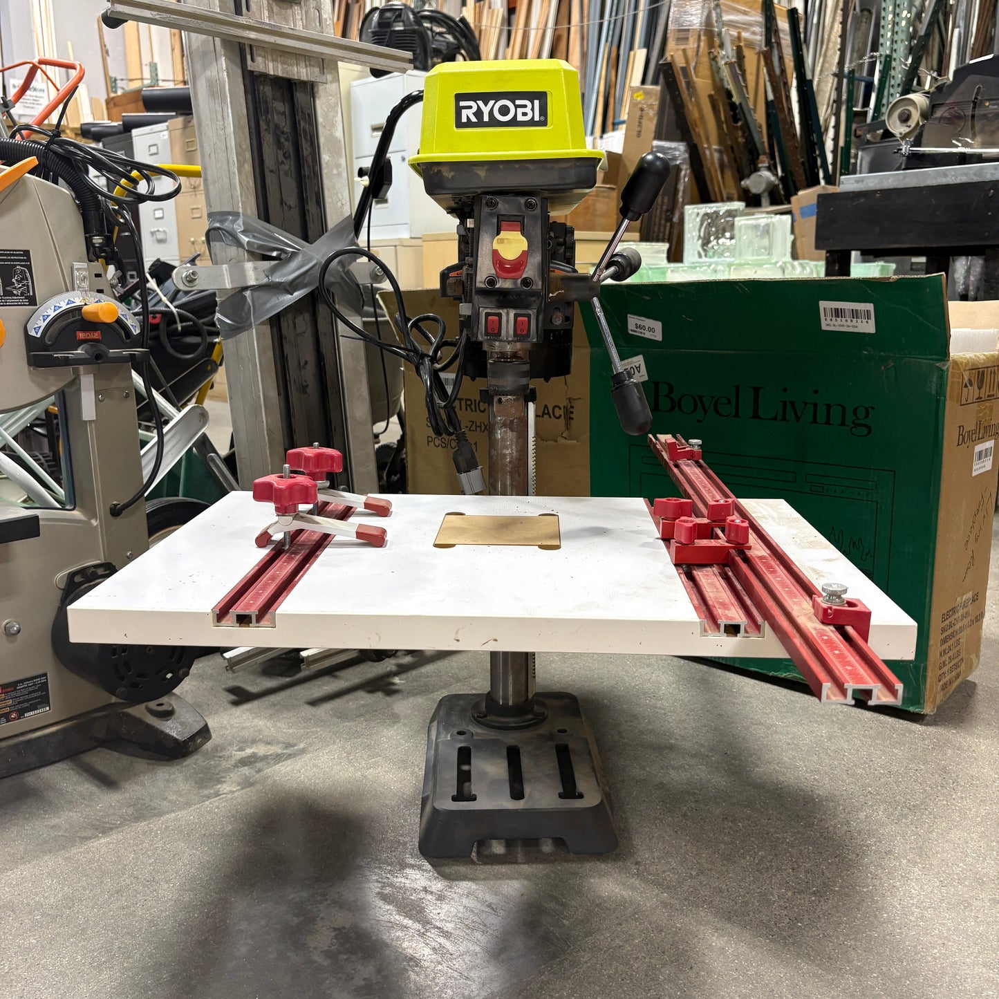 Ryobi Benchtop Drill Press with Woodpeckers Table and Fence - detail 2