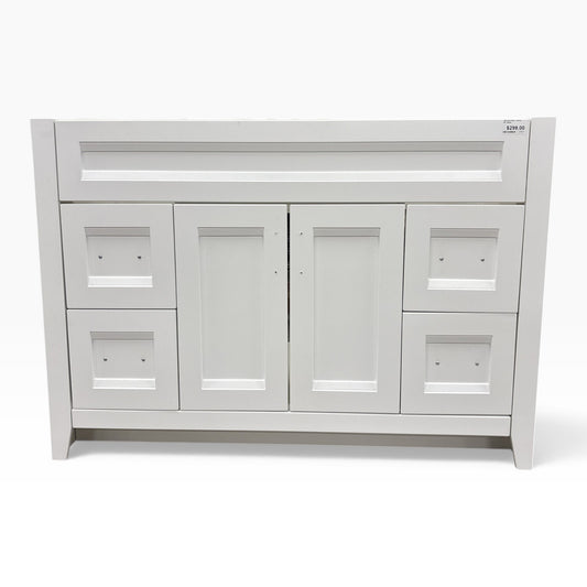 WoodCrafters Ridge 48 inch white shaker vanity base, no top