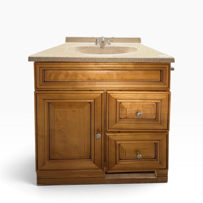30 in Maple Vanity with Cultured Marble Top and Faucet at the Urbandale Habitat ReStore