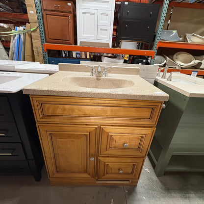 30 in Maple Vanity with Cultured Marble Top and Faucet - detail 3