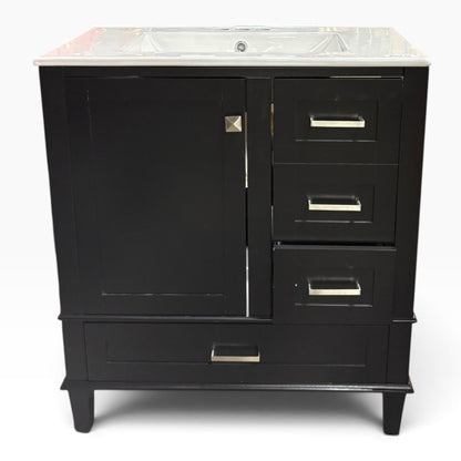 Black Shaker Vanity with Ceramic Integrated Sink Top at the Urbandale Habitat ReStore