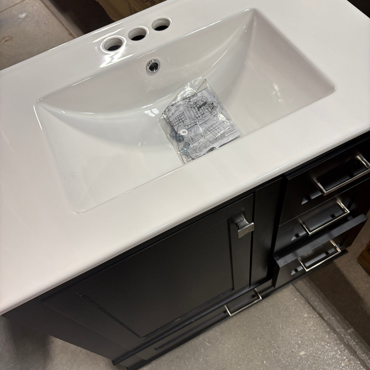 Black Shaker Vanity with Ceramic Integrated Sink Top - detail 2