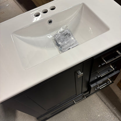Black Shaker Vanity with Ceramic Integrated Sink Top - detail 2